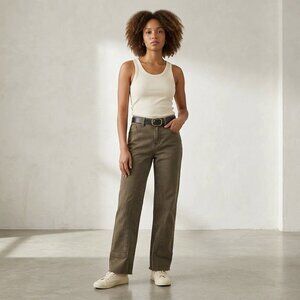 We The Free People Light Brown Raw Hem Denim Pants Size 26 Straight Leg